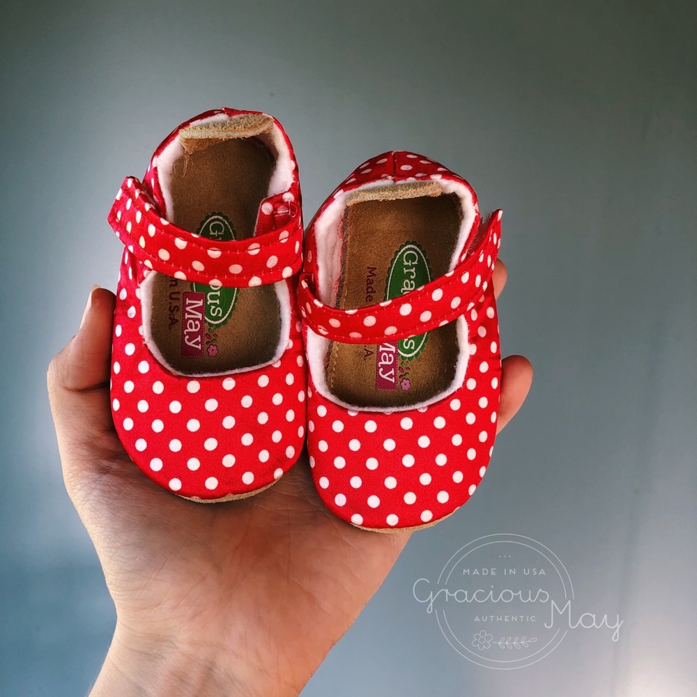Christmas Red Satin Baby Girl Shoes Size 1 2 3 4 5
